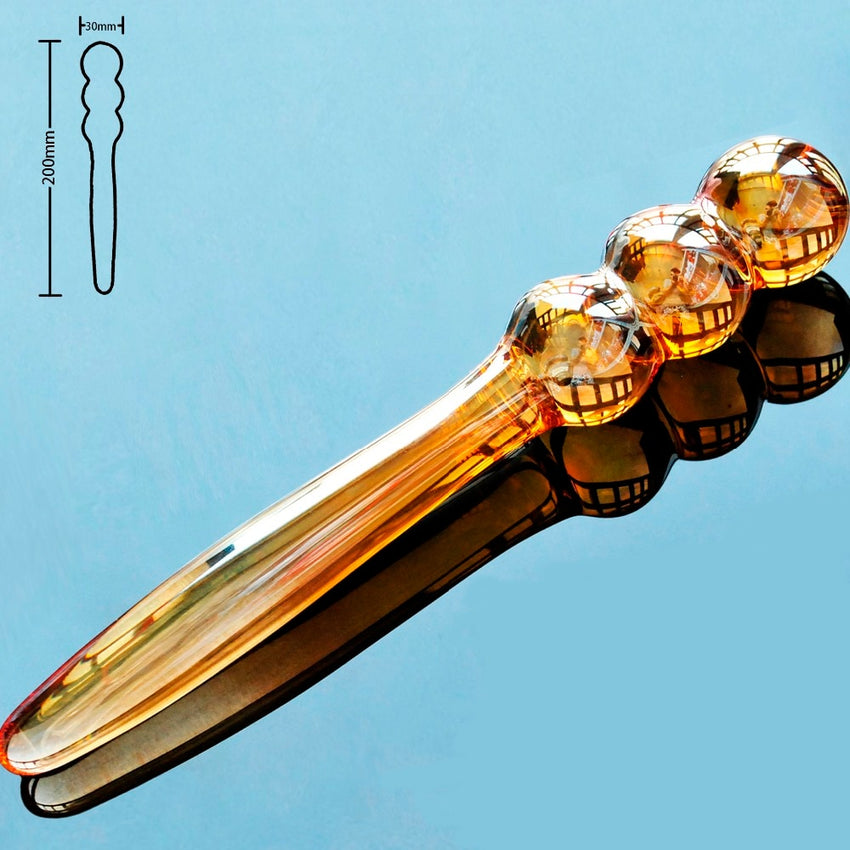 Glass fake penis anal bead dildo