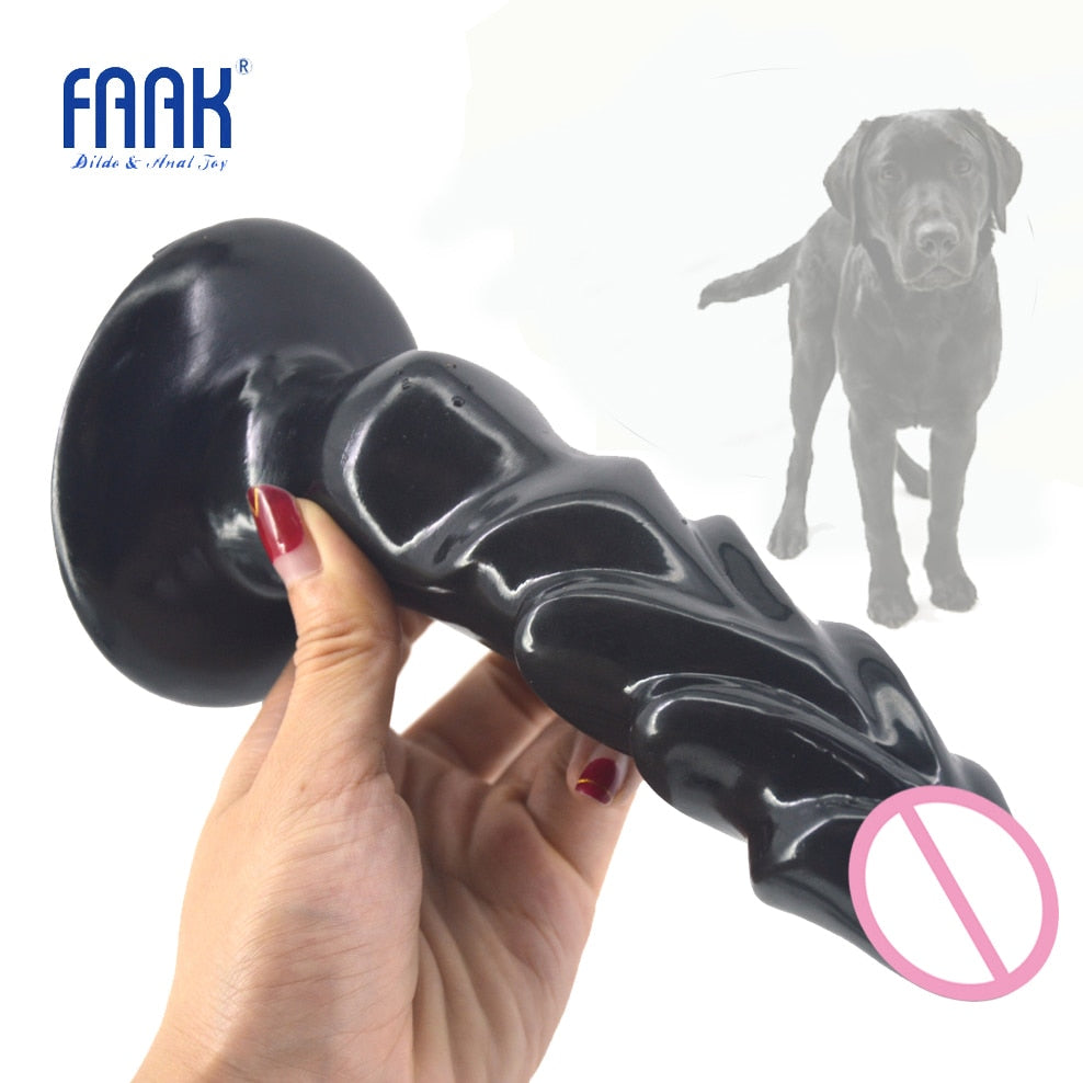 FAAK Animal Dog Dildo Curved Strong Suction