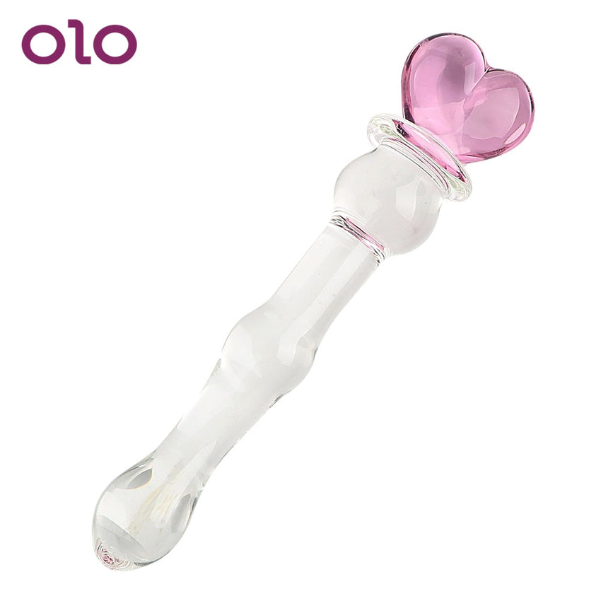 Anal Beads Pink Heart Glass Dildo